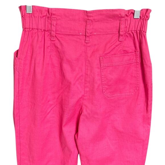 Sezane Arthuro Trousers Paper Bag Pants High Waisted Bright Pink Size 38 Medium - Picture 8 of 14
